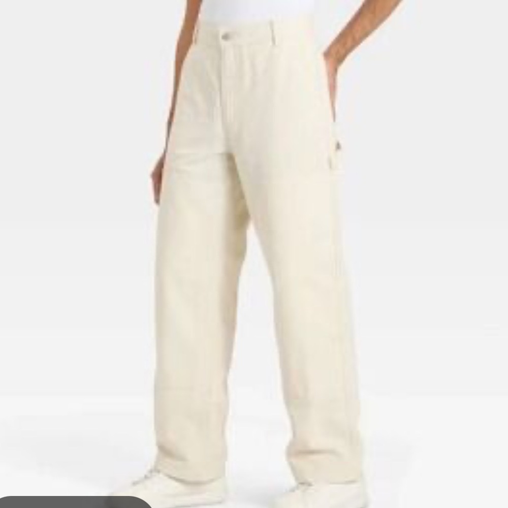 Men's Original Use Cream Baggy Straight-Leg Carpenter Pants Sz 38X32 NWT